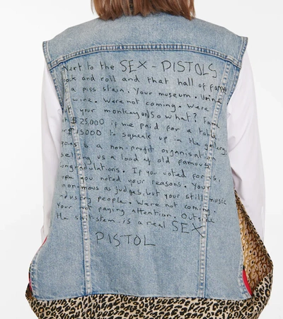 Shop Junya Watanabe X Versace Denim Vest With Printed Scarf In Multicoloured