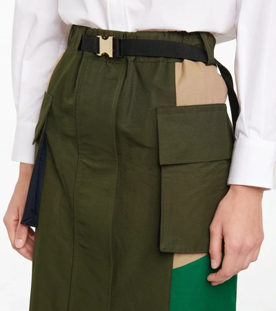 Shop Sacai High-rise Cargo Cotton-blend Skirt In Beige