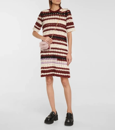Shop Marni Striped Crochet Dress In White