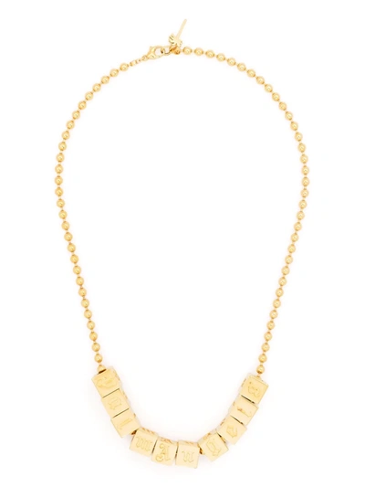 Shop Palm Angels Dice-logo Necklace In Gold