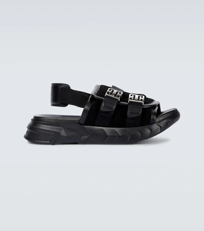 Shop Givenchy Marshmallow Suede And Leather Sandals In Black