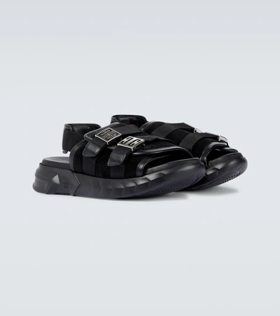 Shop Givenchy Marshmallow Suede And Leather Sandals In Black