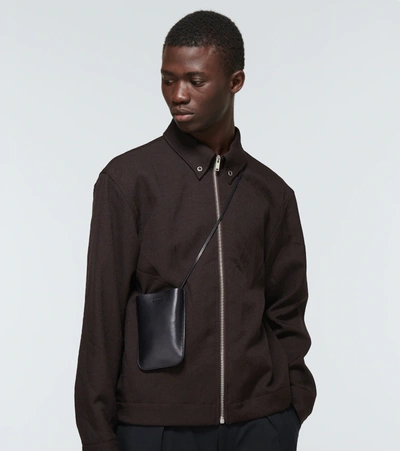 Shop Jil Sander Leather Phone Bag In Black