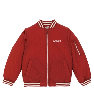 Shop Kenzo Tiger Embroidered Bomber Jacket In Red