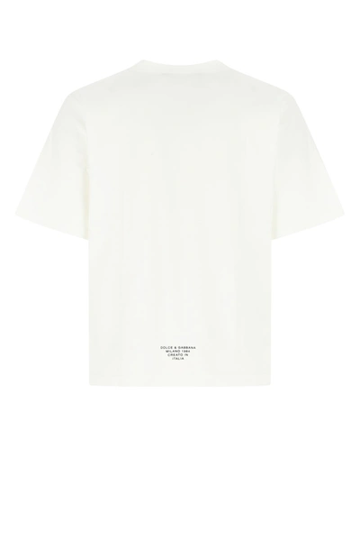 Shop Dolce & Gabbana White Stretch Cotton Blend T-shirt White  Uomo 46
