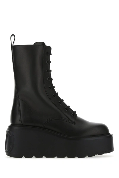 Shop Valentino Black Leather Uniqueform Boots Black  Garavani Donna 39