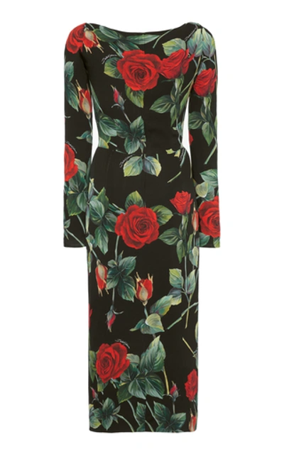 Shop Dolce & Gabbana Women's Rose-print Charmeuse Midi Dress In Floral
