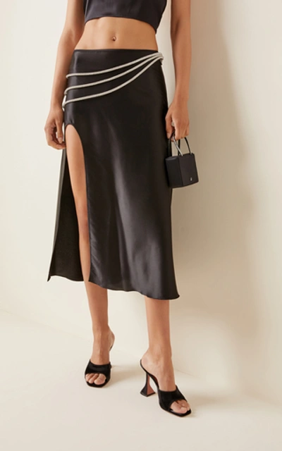 Shop Nué Women's Laetitia Embellished Silk-blend Midi Skirt In Black,neutral