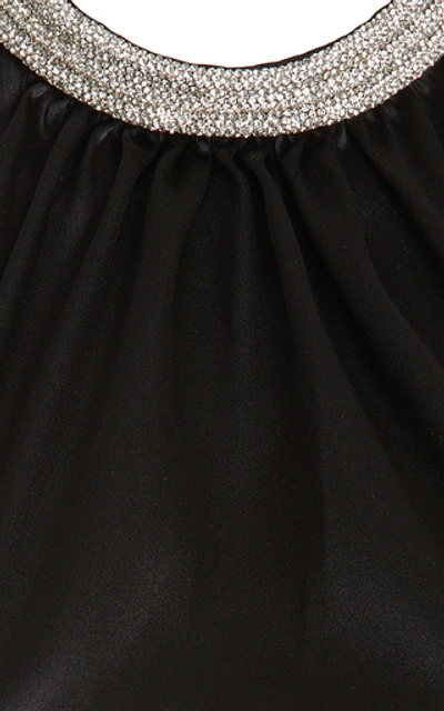 Shop Nué Women's Kaia Rhinestone Silk-blend Halter Top In Black