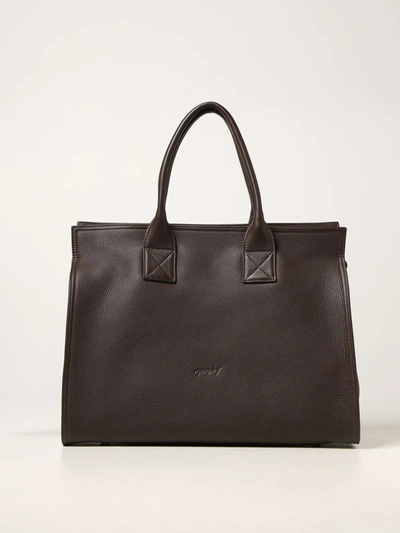 Shop Marsèll Tote Bags Mars&egrave;ll Curva Bag In Grained Leather And Suede In Dark