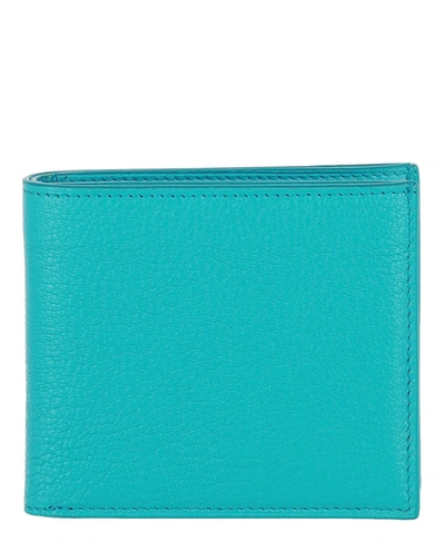 Shop Alfred Dunhill Duke Leather 8cc Billfold Wallet In Turquoise