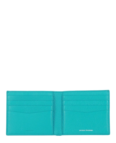 Shop Alfred Dunhill Duke Leather 8cc Billfold Wallet In Turquoise