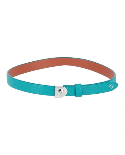 Shop Alfred Dunhill Wrap Leather Bracelet In Turquoise
