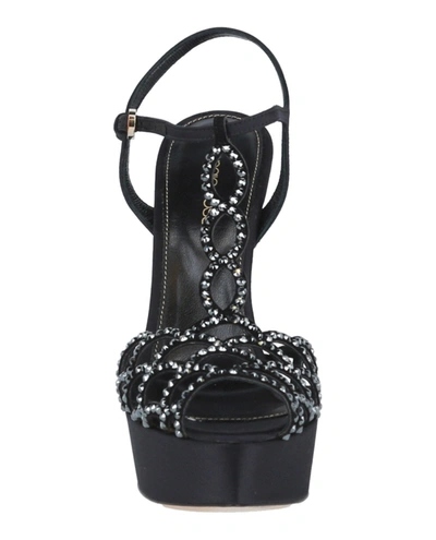 Shop Sergio Rossi Leather Platform Sandals In Black/jet/hematite