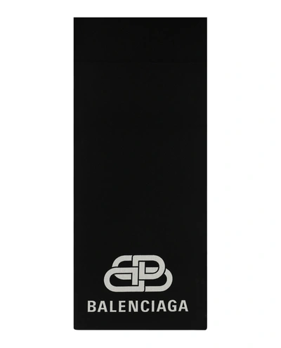 Shop Balenciaga Blanket Bb Logo Wool Scarf In Black