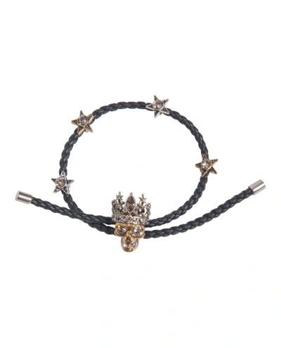 Shop Alexander Mcqueen Queen Silver Friendship Bracelet In Black