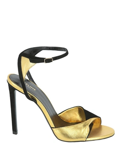 Sharp Metallic High Heel Sandals In Black/gold