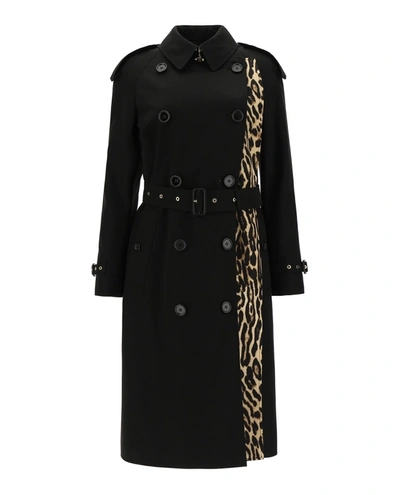 Shop Burberry Printed Cotton Trench Coat In Black