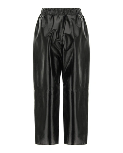 Shop Givenchy Drawstring Waist Leather Pants In Black