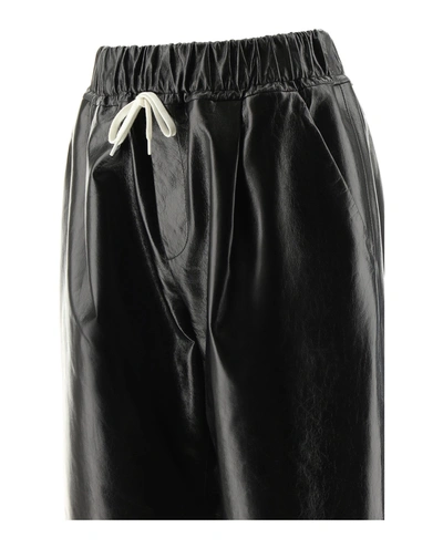 Shop Givenchy Drawstring Waist Leather Pants In Black