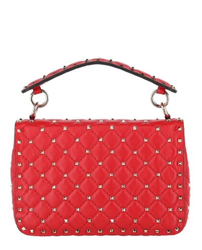 Shop Valentino Rockstud Leather Shoulder Bag In -red