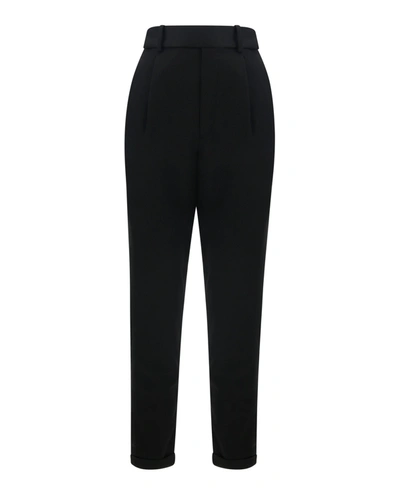 Shop Saint Laurent High Waist Tailored Wool Pants In Black
