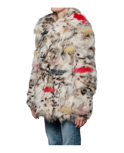 Shop Saint Laurent Multicolour Fox Fur Jacket In Multicolor
