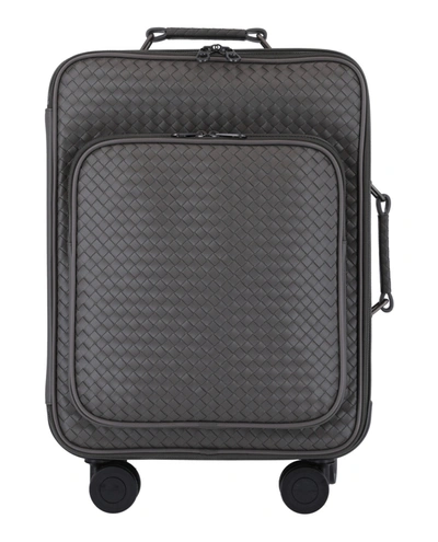 Shop Bottega Veneta Trolley Vn Leather Suitcase In /graphite