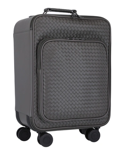 Shop Bottega Veneta Trolley Vn Leather Suitcase In /graphite