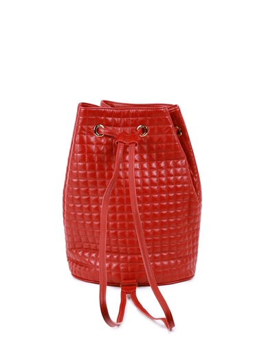 Shop Celine C-charm Leather Bucket Bag In Red