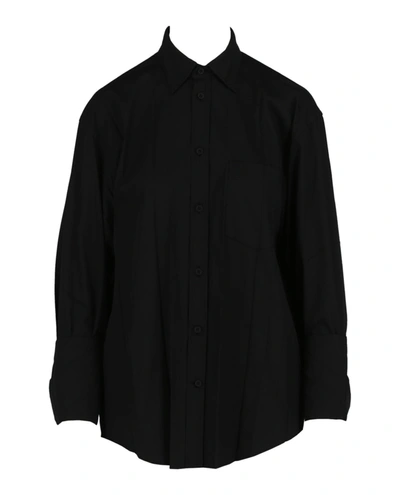 Shop Balenciaga Plissee Cotton Shirt In Black