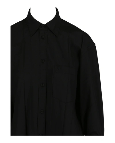 Shop Balenciaga Plissee Cotton Shirt In Black