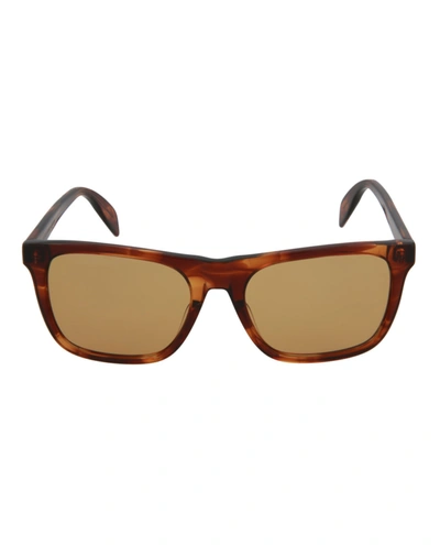 Shop Alexander Mcqueen Rectangle-frame Acetate Sunglasses In Brown