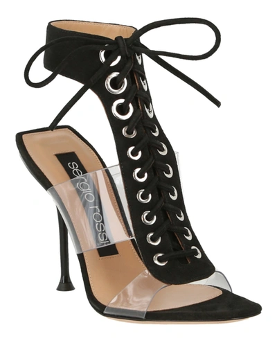 Shop Sergio Rossi Milano Lace-up High Heels In Black/