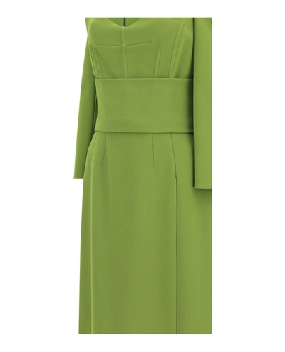 Shop Dolce & Gabbana Long Sleeve Loungette Midi Dress In Green