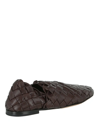 Shop Bottega Veneta Men's Woven Leather Flats In Brown