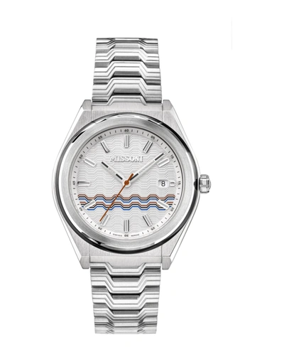 Shop Missoni M331 Tempo Leather Watch In Silver