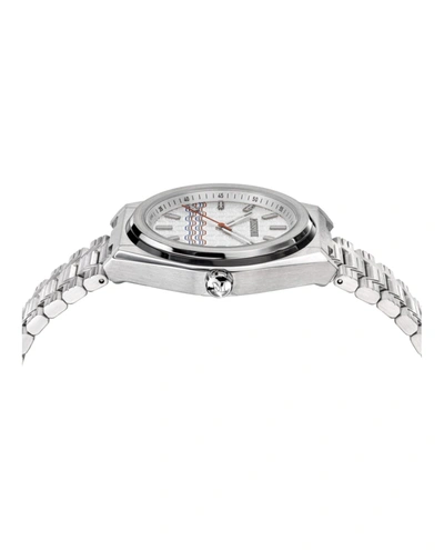 Shop Missoni M331 Tempo Leather Watch In Silver