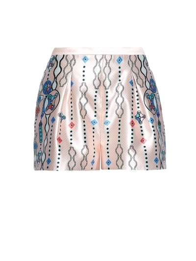 Peter Pilotto Geo Abstract-print Silk Shorts In Pale-pink And White Geometric-print
