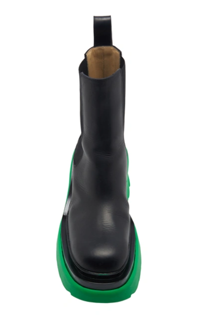 Bottega Veneta Leather Platform Chelsea Boots In Green