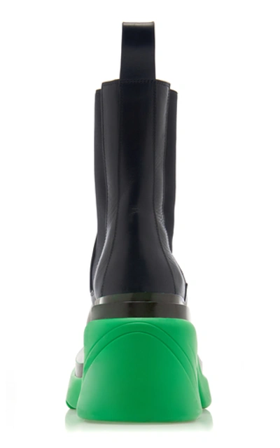 Bottega Veneta Leather Platform Chelsea Boots In Green