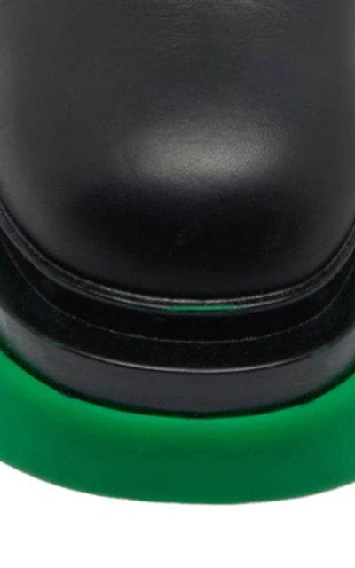 Bottega Veneta Leather Platform Chelsea Boots In Green