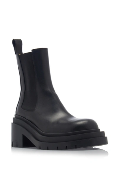 Shop Bottega Veneta The Lug Leather Ankle Boots In Black