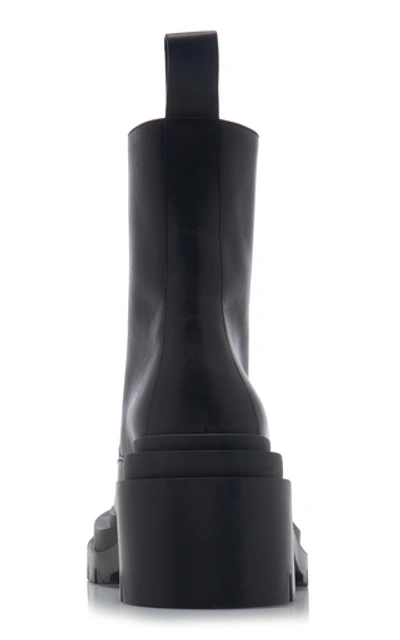 Bottega Veneta Womens Black Lug Lace-up Leather Combat Ankle Boots 3 In Black