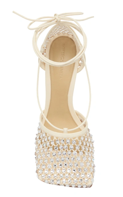 Shop Bottega Veneta Stretch Crystal Sandals In White