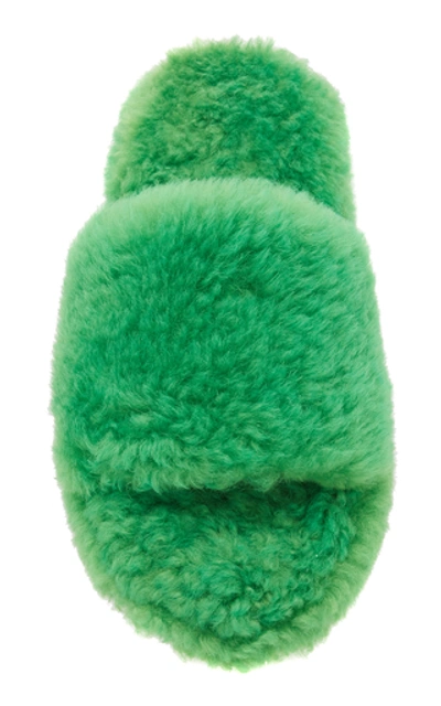 Shop Bottega Veneta Teddy Resort Slides In Green