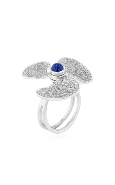 Shop Aisha Baker Women's Fan Club 18k White Gold Diamond; Sapphire Ring