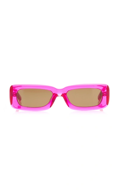 Shop Attico Women's Mini Marfa Square-frame Acetate Sunglasses In Pink