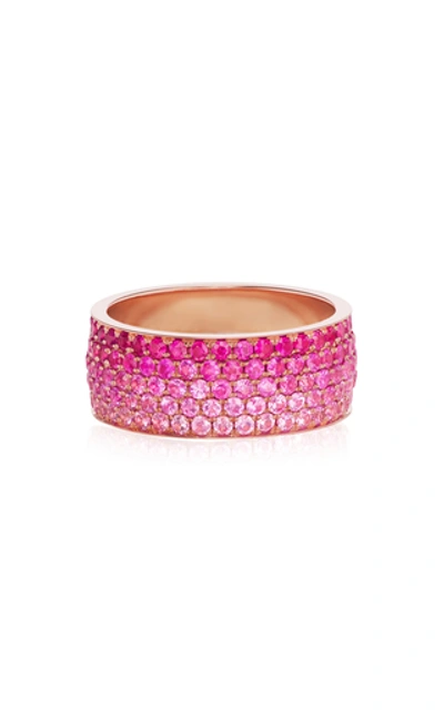 Shop Emily P Wheeler Baby Flamingo 18k Rose Gold Sapphire Ring In Pink