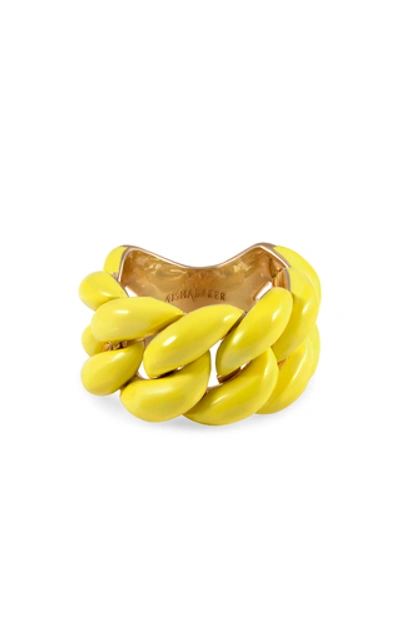 Shop Aisha Baker Women's Chain Reaction Enameled 18k Yellow Gold Ring